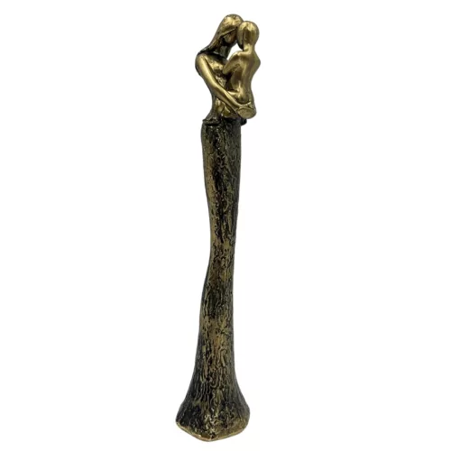 Figurină mamă cu copil Giftdeco E43586, rășină, auriu-negru, 5,5 x 5,2 x 26,8 cm