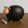 Pușculiță oiță Giftdeco CE34136, rășină, negru-bej-alb, 19,5 x 9,5 x 14,3 cm