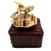 Busolă Giftdeco CSDO343/3, alamă și piele, 8 x 3,5 cm, stil retro, vintage, nautic