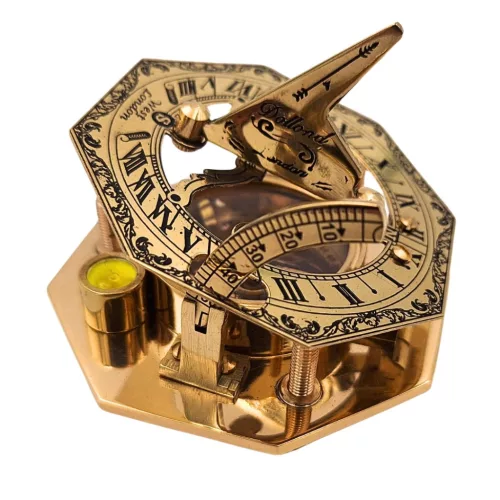 Busolă Giftdeco CSDO343/3, alamă și piele, 8 x 3,5 cm, stil retro, vintage, nautic