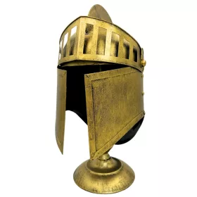   Casca decorativa greceasca Giftdeco 6646A, replica din metal, 46 cm, auriu retro