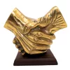 Figurină strângere de mână Giftdeco DD-20DA, metal și lemn, 17 x 16 x 9 cm