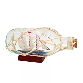   Corabie decorativă Giftdeco S2036B, sticlă și lemn, 18 x 7,5 x 8,5 cm, stil nautic, clasic, boho
