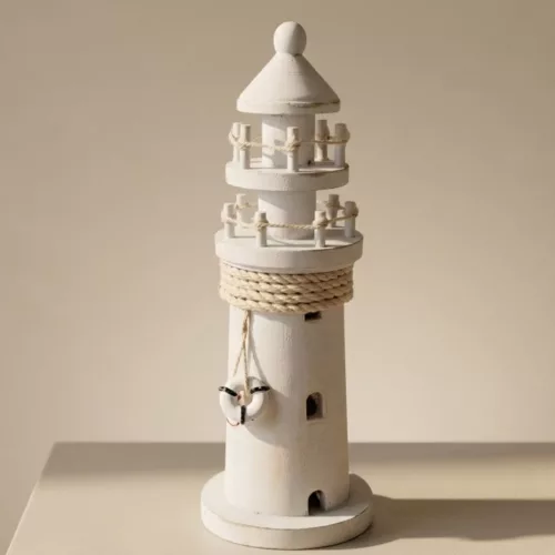 Far decorativ Giftdeco DT2509 din lemn, 9,5 x 9,5 x 25 cm, stil nautic