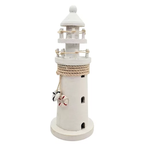 Far decorativ Giftdeco DT2509 din lemn, 9,5 x 9,5 x 25 cm, stil nautic