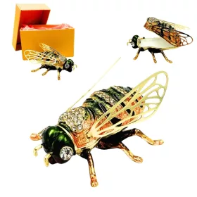   Casetă pentru bijuterii Giftdeco HX542 în formă de albină, metal și cristale, 7,5 x 5 x 2,5 cm