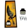 Set caligrafie Giftdeco EE5, pană de gâscă gri, 6 penițe și cerneală 15 ml