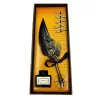 Set caligrafie Giftdeco EE5, pană de gâscă gri, 6 penițe și cerneală 15 ml