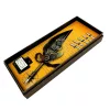 Set caligrafie Giftdeco EE5, pană de gâscă gri, 6 penițe și cerneală 15 ml