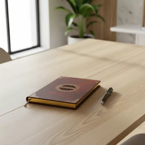 Caiet premium Giftdeco EE1, copertă din lemn, format A5, 108 pagini, maro