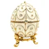 Casetă decorativă Giftdeco B0748-17WH, ou Fabergé, metal și cristale, 5,5 x 6,5 cm
