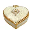 Cutie pentru bijuterii Giftdeco B0767-06WH în formă de inimă, metal, cristale, alb și auriu, 4,4 x 4 x 2 cm