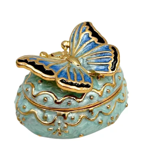Cutie pentru bijuterii Giftdeco B0782-00BL, metal, 3,5 x 5 x 3,5 cm