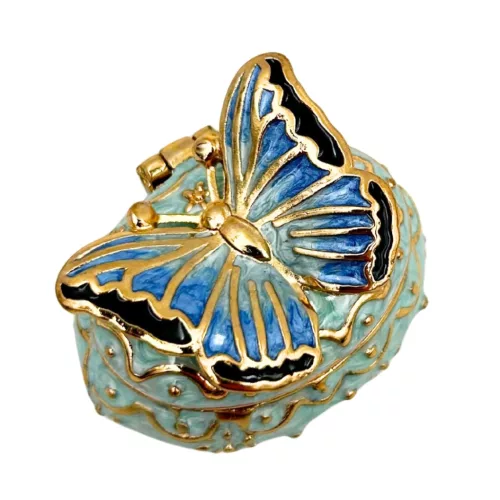 Cutie pentru bijuterii Giftdeco B0782-00BL, metal, 3,5 x 5 x 3,5 cm