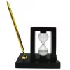 Set de birou Giftdeco 121W cu clepsidră 3 minute și suport pentru pixuri, MDF și sticlă
