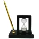 Set de birou Giftdeco 121W cu clepsidră 3 minute și suport pentru pixuri, MDF și sticlă