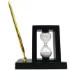Set de birou Giftdeco 121W cu clepsidră 3 minute și suport pentru pixuri, MDF și sticlă