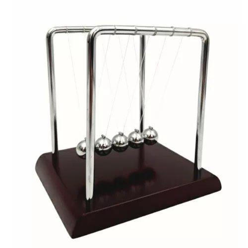 Pendul Newton Giftdeco YG002BW, lemn MDF si bile din otel cromat, 14 cm