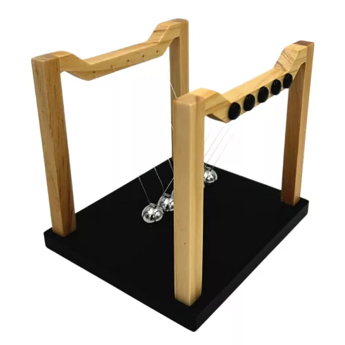 Pendul Newton decorativ Giftdeco YG130 – oțel și lemn, 15,5 x 14 x 13,5 cm