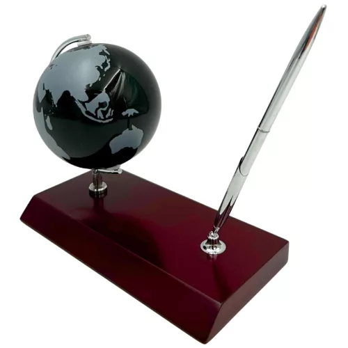Set de birou Giftdeco WBK – glob din sticlă și suport pix