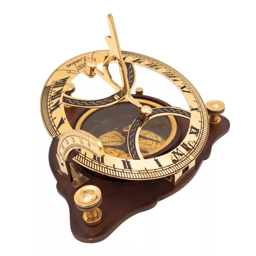 Busolă Giftdeco C064, alamă și lemn, diametru 11 cm, stil retro, nautic, clasic