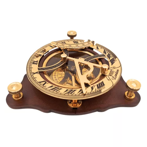 Busolă Giftdeco C064, alamă și lemn, diametru 11 cm, stil retro, nautic, clasic