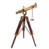 Lunetă Giftdeco SR010, alamă și lemn, înălțime 32 cm, stil retro, vintage, nautic