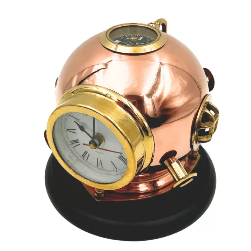 Busolă Giftdeco TC032, alamă și lemn, înălțime 16 cm, diametru 16 cm, stil retro, vintage, nautic