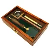 Lupă Giftdeco NC2677AZ, alamă, sticlă și lemn, lungime 17 cm, diametru 4 cm, stil retro, vintage, colonial