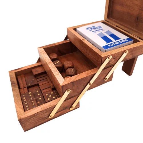 Set de jocuri 3 în 1 Giftdeco DNU-101 – cărți, zaruri și domino
