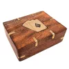 Set de cărți Giftdeco CS-005 în cutie din lemn cu simboluri din alamă, 11,5 x 9 x 3,8 cm