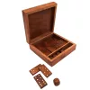 Set domino și zaruri Giftdeco DO-002, lemn și alamă, cutie 15,2 x 15,2 x 5 cm