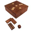 Set domino și zaruri Giftdeco DO-002, lemn și alamă, cutie 15,2 x 15,2 x 5 cm