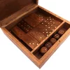 Set domino și zaruri Giftdeco DO-002, lemn și alamă, cutie 15,2 x 15,2 x 5 cm