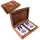 Set Giftdeco DNU-2791 cu 2 pachete de cărți, cutie din lemn și detalii din alamă, 15,5 x 11 x 4 cm