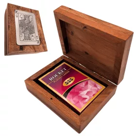   Set de cărți Giftdeco DNU-3025 în cutie din lemn cu plăcuță Rege, aluminiu, 11,5 x 8 x 4 cm