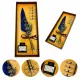 Set caligrafie Giftdeco EE11, pană de gâscă albastră, 6 penițe, cerneală și cutie