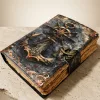 Jurnal Giftdeco H110, piele de capra, alamă și metal, 18 x 13 cm, stil retro, vintage, nautic