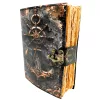 Jurnal Giftdeco H110, piele de capra, alamă și metal, 18 x 13 cm, stil retro, vintage, nautic