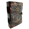 Jurnal Giftdeco H110, piele de capra, alamă și metal, 18 x 13 cm, stil retro, vintage, nautic