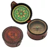 Busolă Giftdeco CPL357/2, alamă, sticlă, piele și metal, diametru 7 cm, stil retro, nautic, clasic