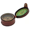 Busolă Giftdeco CPL357/2, alamă, sticlă, piele și metal, diametru 7 cm, stil retro, nautic, clasic