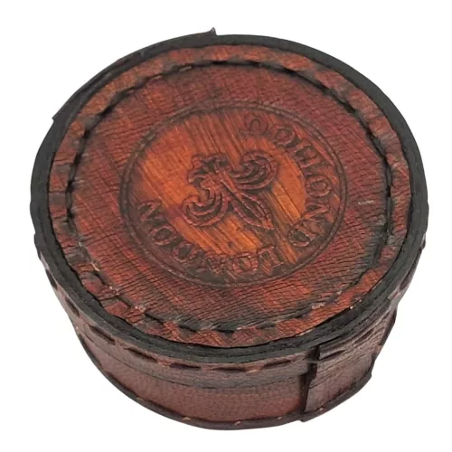 Busolă Giftdeco CPL357/2, alamă, sticlă, piele și metal, diametru 7 cm, stil retro, nautic, clasic