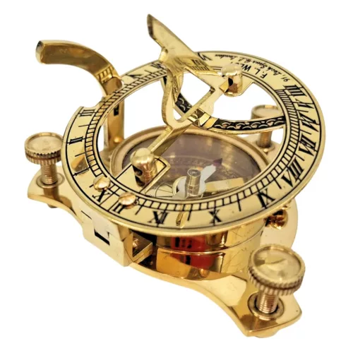 Busolă Giftdeco SD14K, alamă și sticlă, 7,5 cm x 7,5 cm x 3 cm, stil retro, vintage, clasic