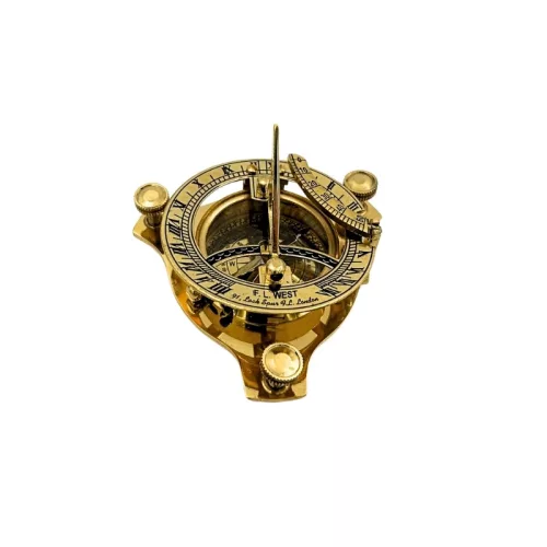 Busolă Giftdeco SD14K, alamă și sticlă, 7,5 cm x 7,5 cm x 3 cm, stil retro, vintage, clasic