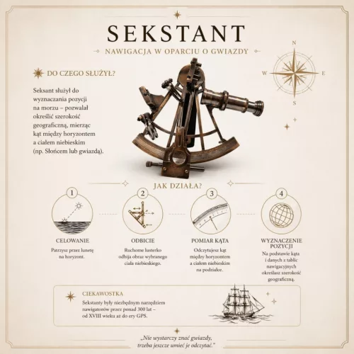 Sextant decorativ Giftdeco, alamă și lemn, 21 x 16 x 8 cm, stil retro, vintage, clasic