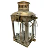 Lampă decorativă Giftdeco LT608 tip felinar marin, oțel și sticlă, 24 cm, finisaj alamă antichizată