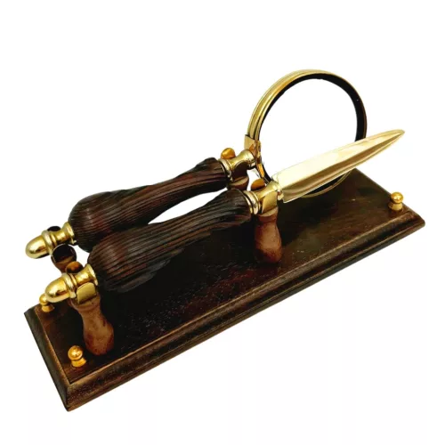 Set lupa si cutit de hartie Giftdeco MG546, lemn si metal