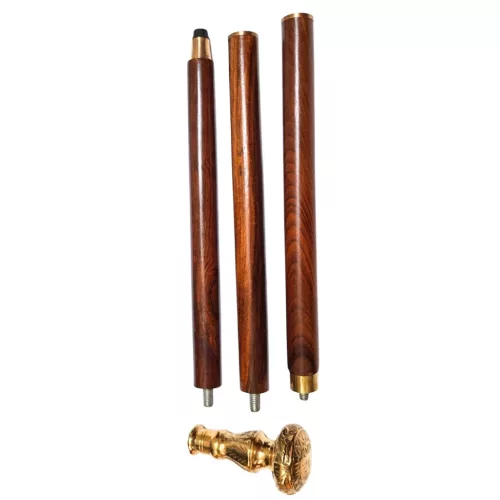 Baston pliabil Giftdeco DNU-WS-006, lemn și mâner din alamă, maro și auriu, 96 cm