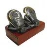Binoclu decorativ Giftdeco BN863, alamă cu finisaj antichizat, husă din piele, 13 x 8 cm
